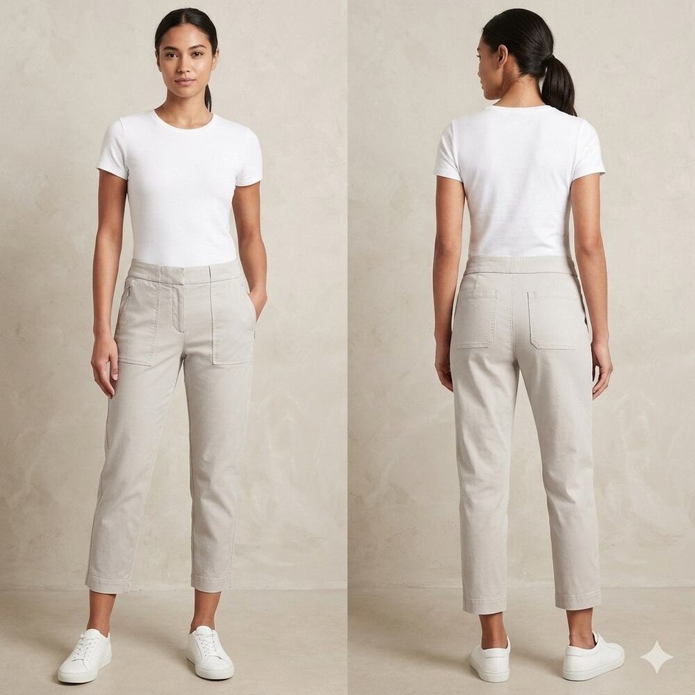 Athleta Tribeca Utility Crop Pants Size 10 Birch Grey Stretch Travel Hiking